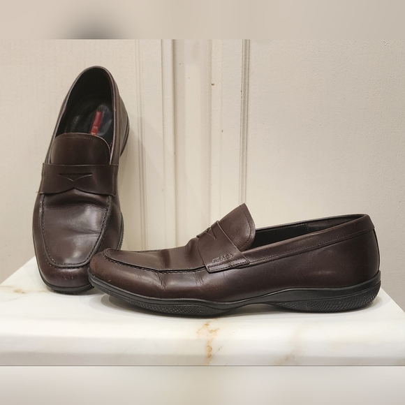 Prada Other - Prada Men's Brown Leather Loafers size 7.5